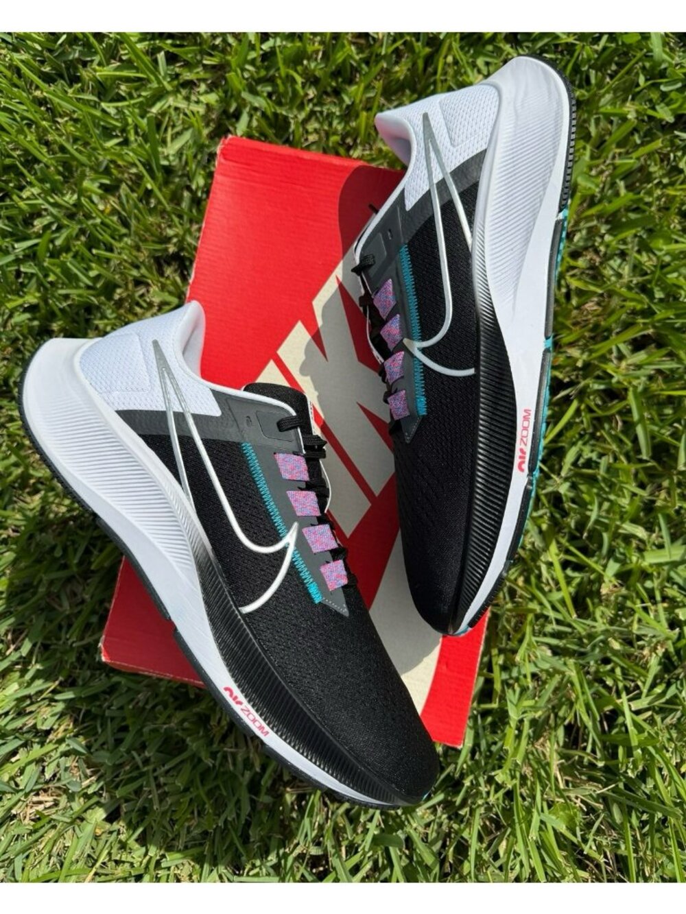 13 MEN'S NIKE AIR ZOOM PEGASUS 38 BLACK SILVER RUNNING SNEAKERS CW7356-003